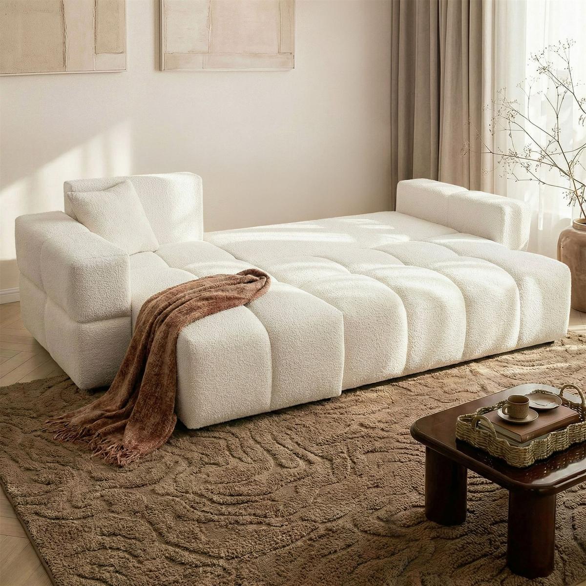 ECKSOFA Denise Mit Schlaffunktion - Creme, Holzwerkstoff/Textil (250/148cm) - Fun Möbel