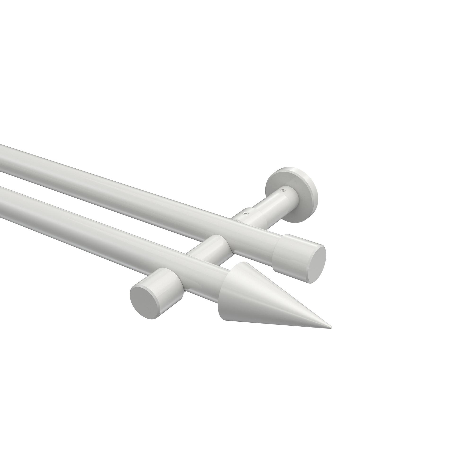 GARDINENSTANGE Prestige Savio 360 cm (geteilt in 2 x 180 cm), 2-läufig (ohne Ringe), 20 mm Ø Weiß - Weiß, Metall (360cm) - INTERDECO