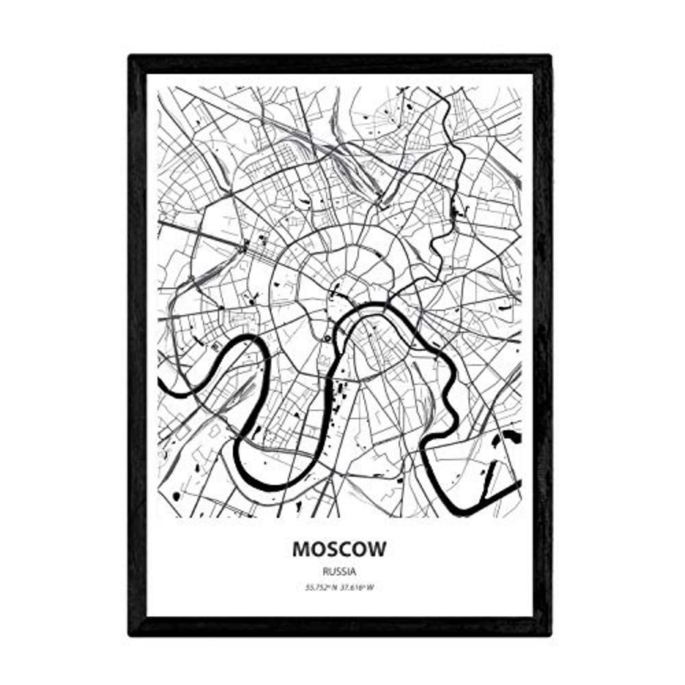 POSTER Moskau - Russland A4 Schwarzer Rahmen - Schwarz, Papier (29.7/5/21cm) - Nacnic