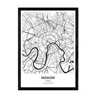 POSTER Moskau - Russland A4 Schwarzer Rahmen - Schwarz, Papier (29.7/5/21cm) - Nacnic