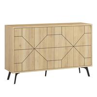 SIDEBOARD mit 4 Türen und dekorierten Türen L123 cm - Dune - Eichefarben, Holzwerkstoff (35/62.4/16cm) - Calicosy