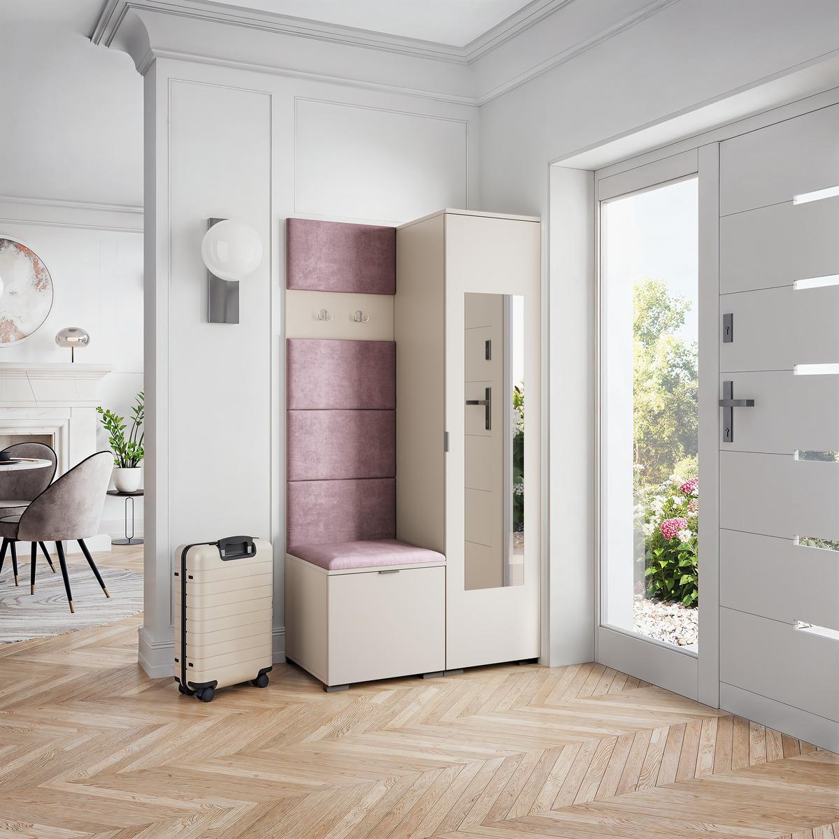 GARDEROBENSCHRANK VIRA 95/181/51 cm Modern Garderobe-Set Kaschmir - Kaschmir/Lila, Holzwerkstoff (95/181/51cm) - MASSENO