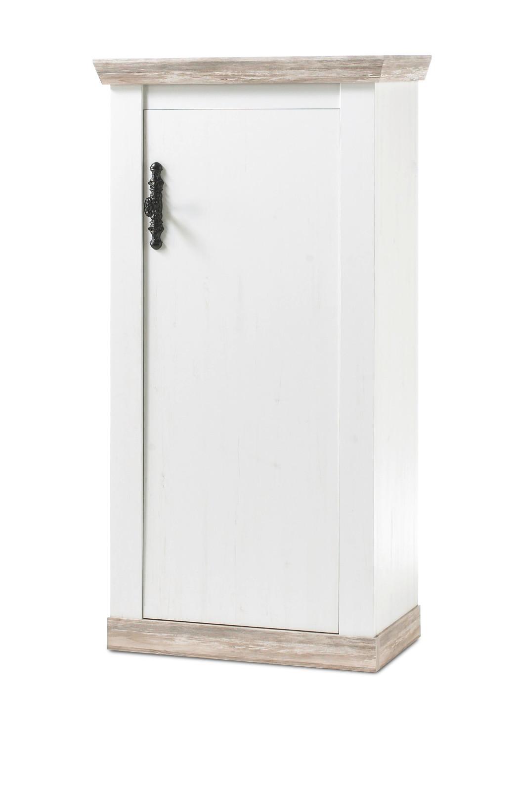 KOMMODE Pinie weiß, Oslo Pinie Landhaus, 71 x 146 cm - Anthrazit/Weiß, Holzwerkstoff/Metall (71/146/37cm) - Furn.Design