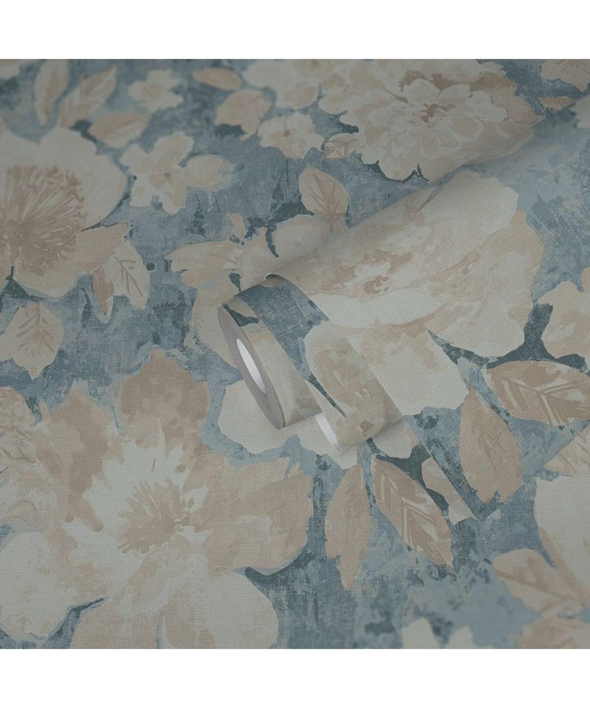 VLIESTAPETE Blau 53/1005 cm - Beige, Textil (53/1cm) - KUNSTLOFT
