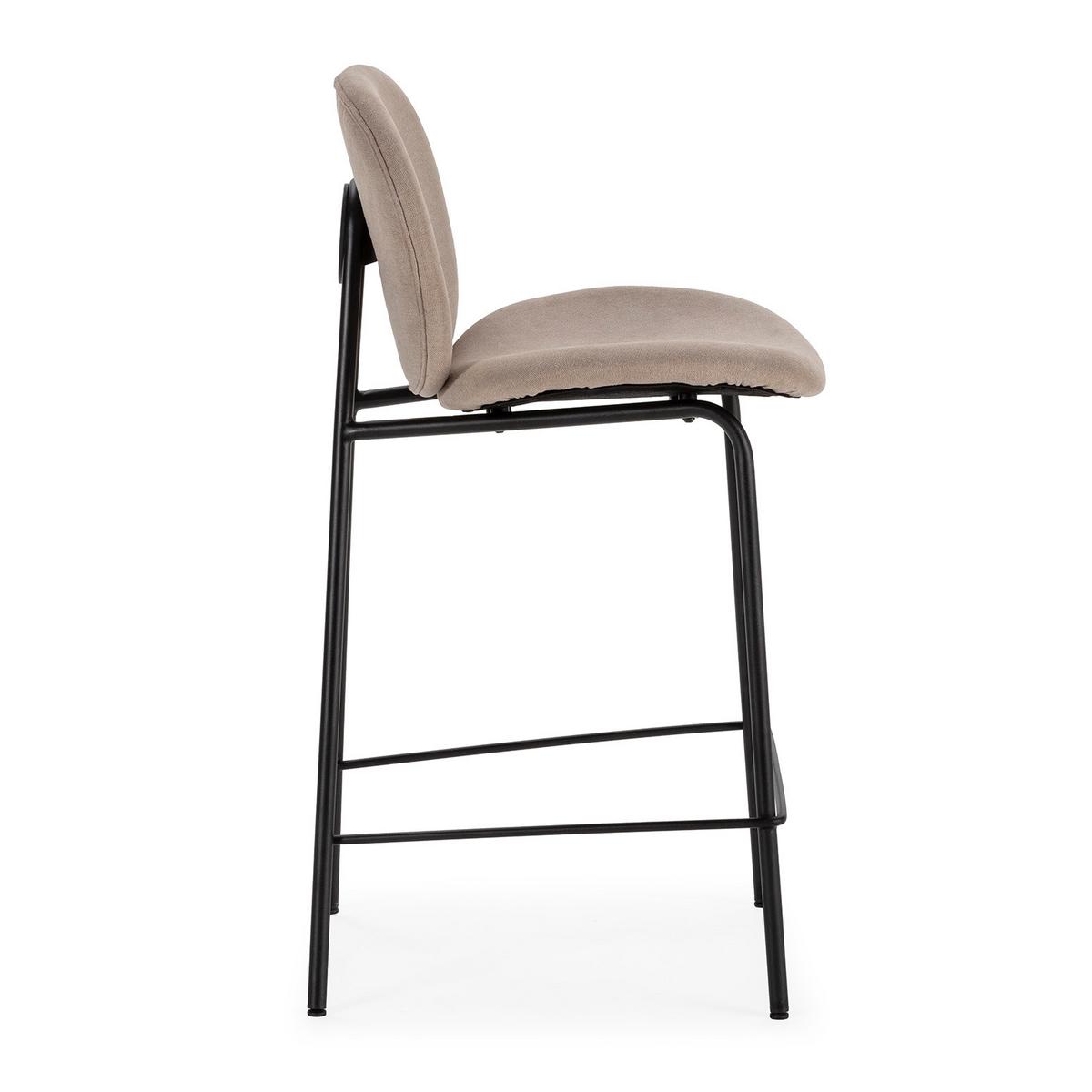 BARHOCKER (Set aus 2) aus Stoff mit schwarzen Metallbeinen - cori 43/54/66 cm - Beige, Textil (54/66/43cm) - Drawer