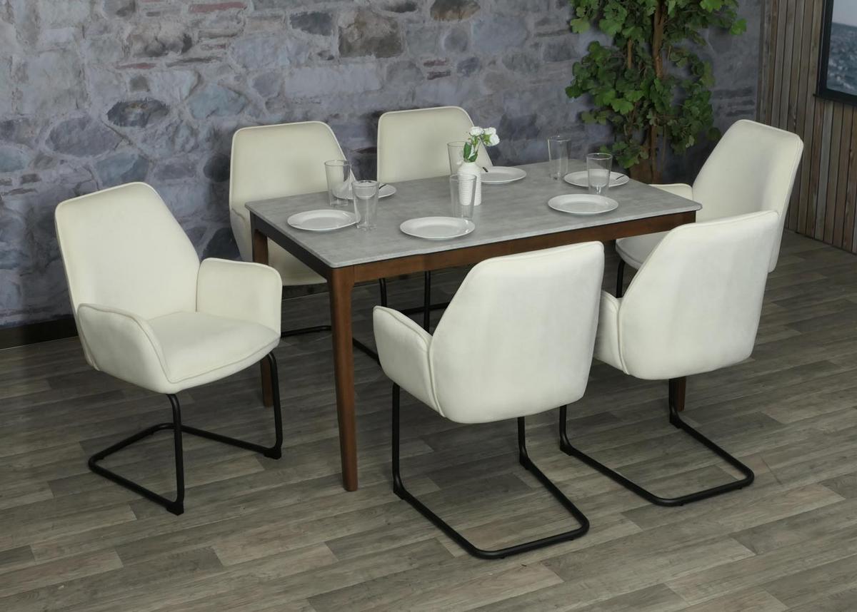 FREISCHWINGER Cremeweiß 6er-Set - Beige/Weiß, Textil (60/89/61cm) - MCW