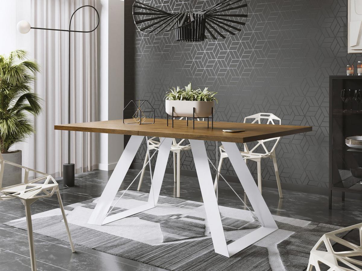 ESSTISCH Colter Weiß rechteckig ausziehbar, Lefkas Eiche 160-260/90/76 cm - Alteiche/Weiß, Holzwerkstoff/Metall (90/260/76cm) - WFL GROUP