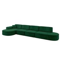 ECKSOFA Ottomane Links MARI-L3 - 413x171x79 cm Dunkelgrün Velours - Dunkelgrün/Schwarz, Holzwerkstoff/Kunststoff (413/171cm) - ALTDECOR
