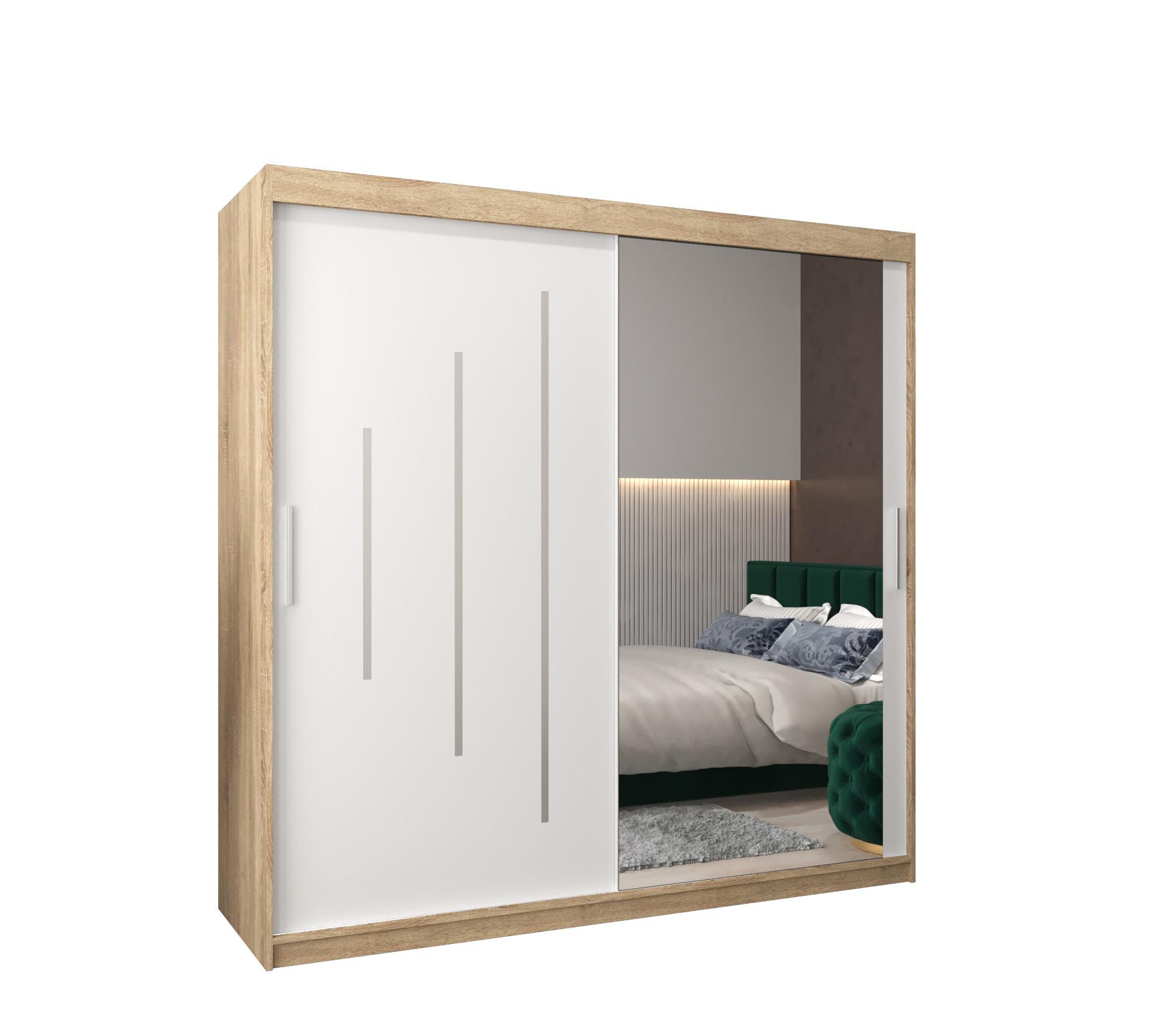SCHWEBETÜRENSCHRANK 200/200/62 2-türig - Silberfarben/Weiß, Holz/Kunststoff (200/200/62cm) - Abiks Möbel