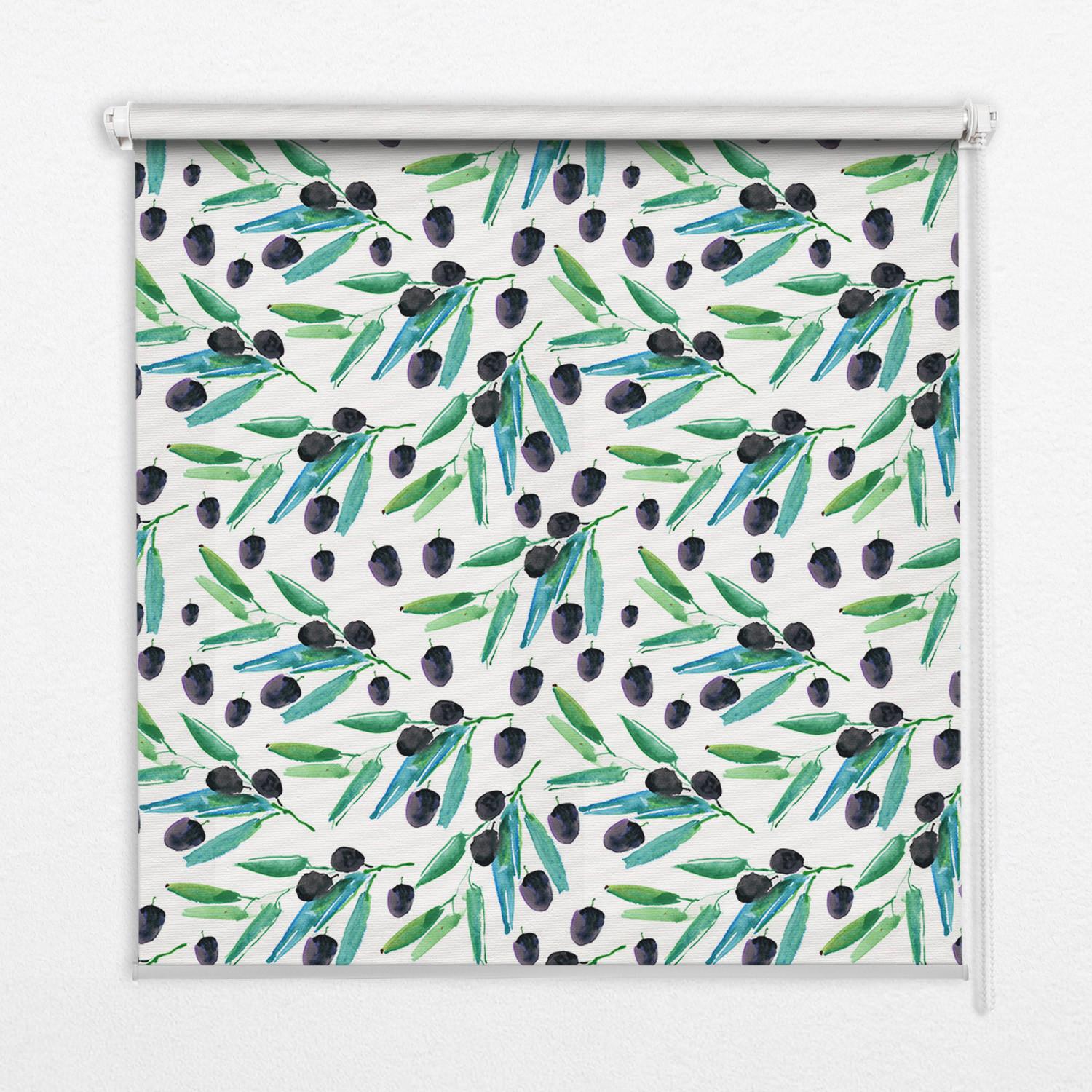 INNENROLLO - Fensterrollo - Rollo - 120x140 cm - Blätter und Pflaumen - Violett, Kunststoff (120/140/0.5cm) - TULUP