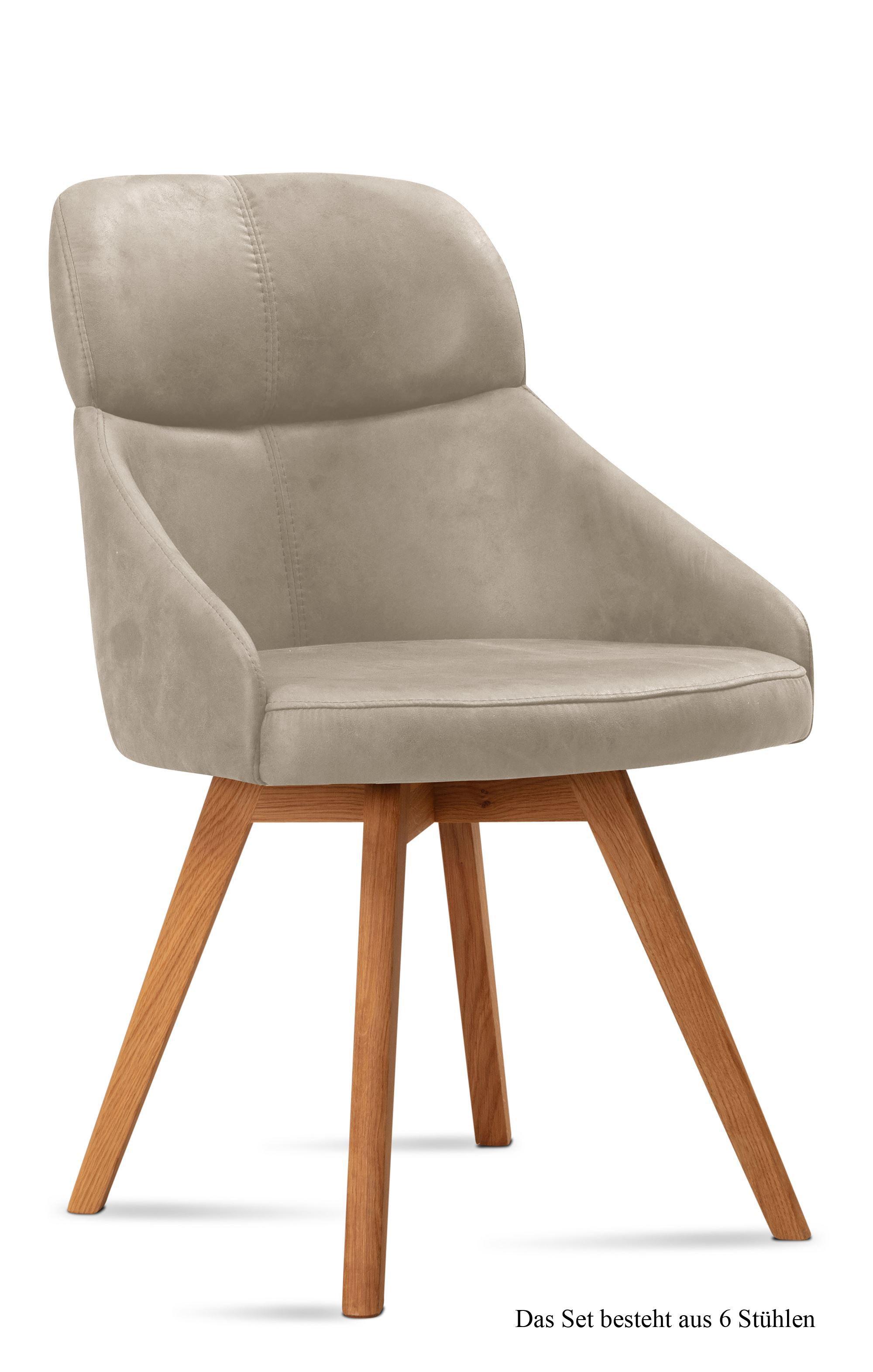 ESSZIMMERSTUHL (6er-Set) Donna 52x82x63 Eiche geölt/Natur - Eichefarben/Naturfarben, Kunststoff (63/82/52cm) - 58aufmkessel