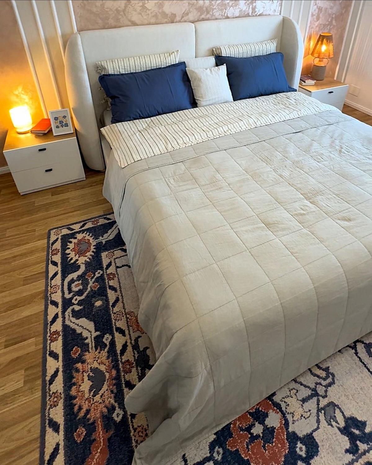 BETT mit Stauraum 180/200 cm Stoff Cremeweiß Monestier - Creme, Textil (180/200cm) - Beliani