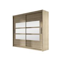 KLEIDERSCHRANK London III 180 - Silberfarben/Sonoma Eiche, Holzwerkstoff/Kunststoff (180/215/58cm) - MIRJAN24