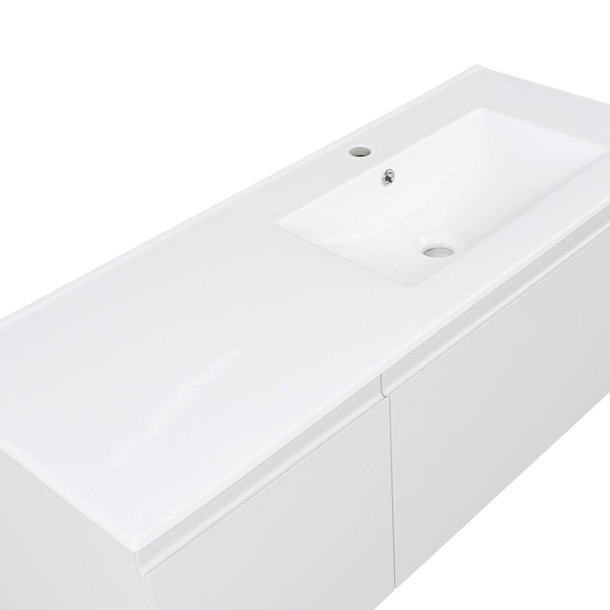 WASCHBECKENUNTERSCHRANK wandmontiertk mit Waschbecken Hellgrau Coroico - Hellgrau, Holzwerkstoff (120/38/135cm) - Beliani