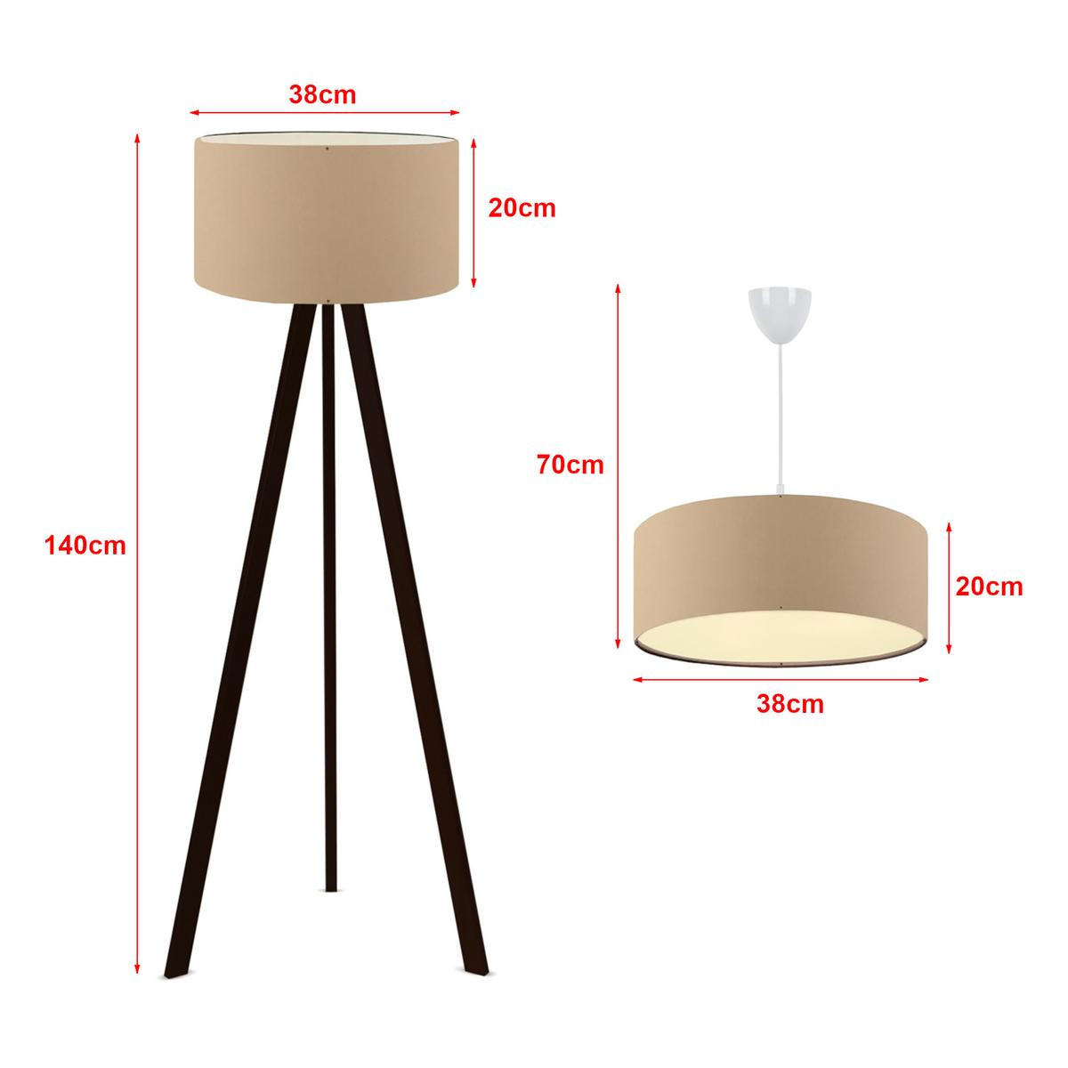 LEUCHTEN-SET Scunthorpe - Beige, Textil (38/38/140cm) - lux.pro