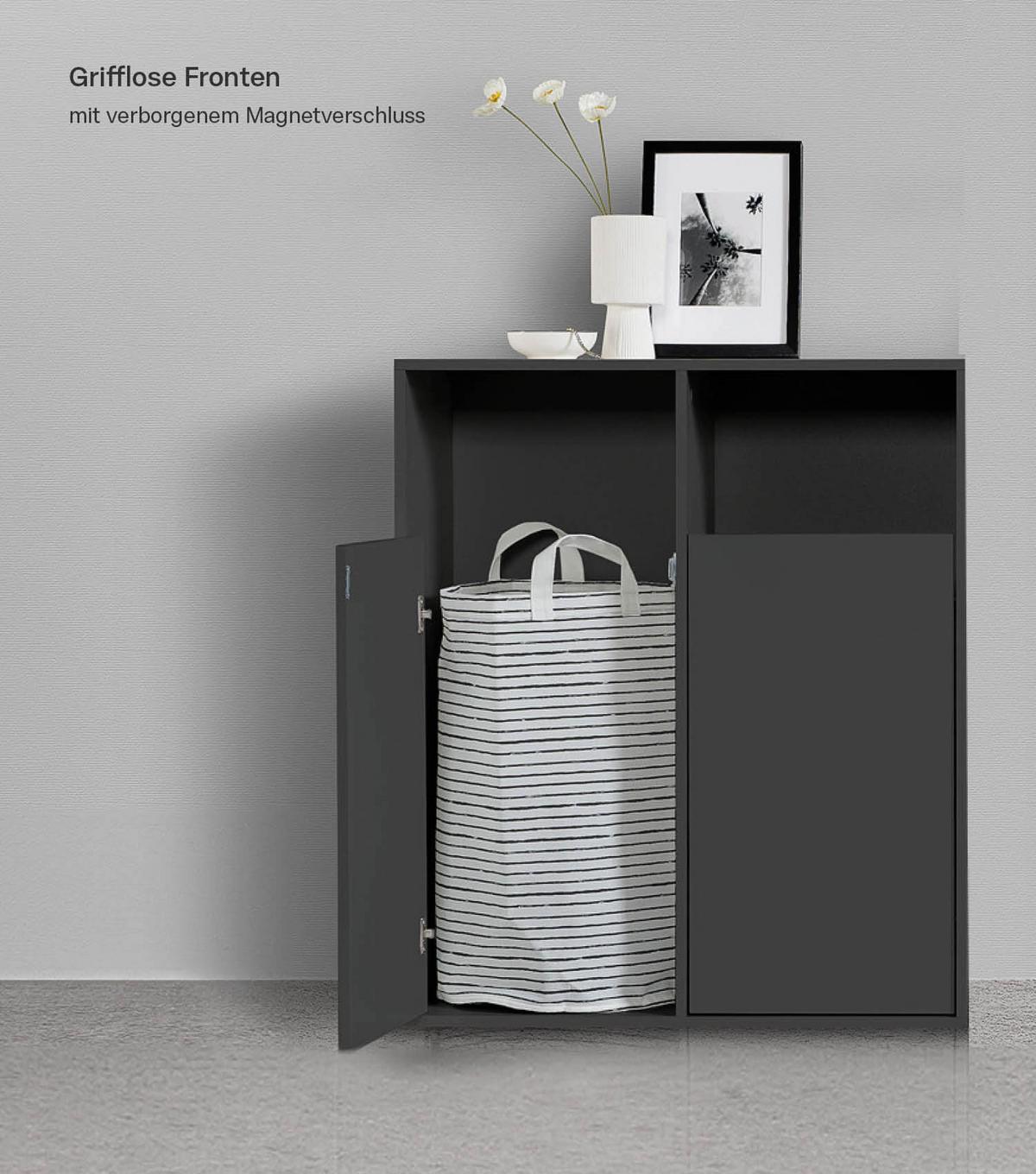 MEHRZWECKSCHRANK SET Der Allzweckwaffe - Schwarz, Holzwerkstoff (140/180/40cm) - Mokebo