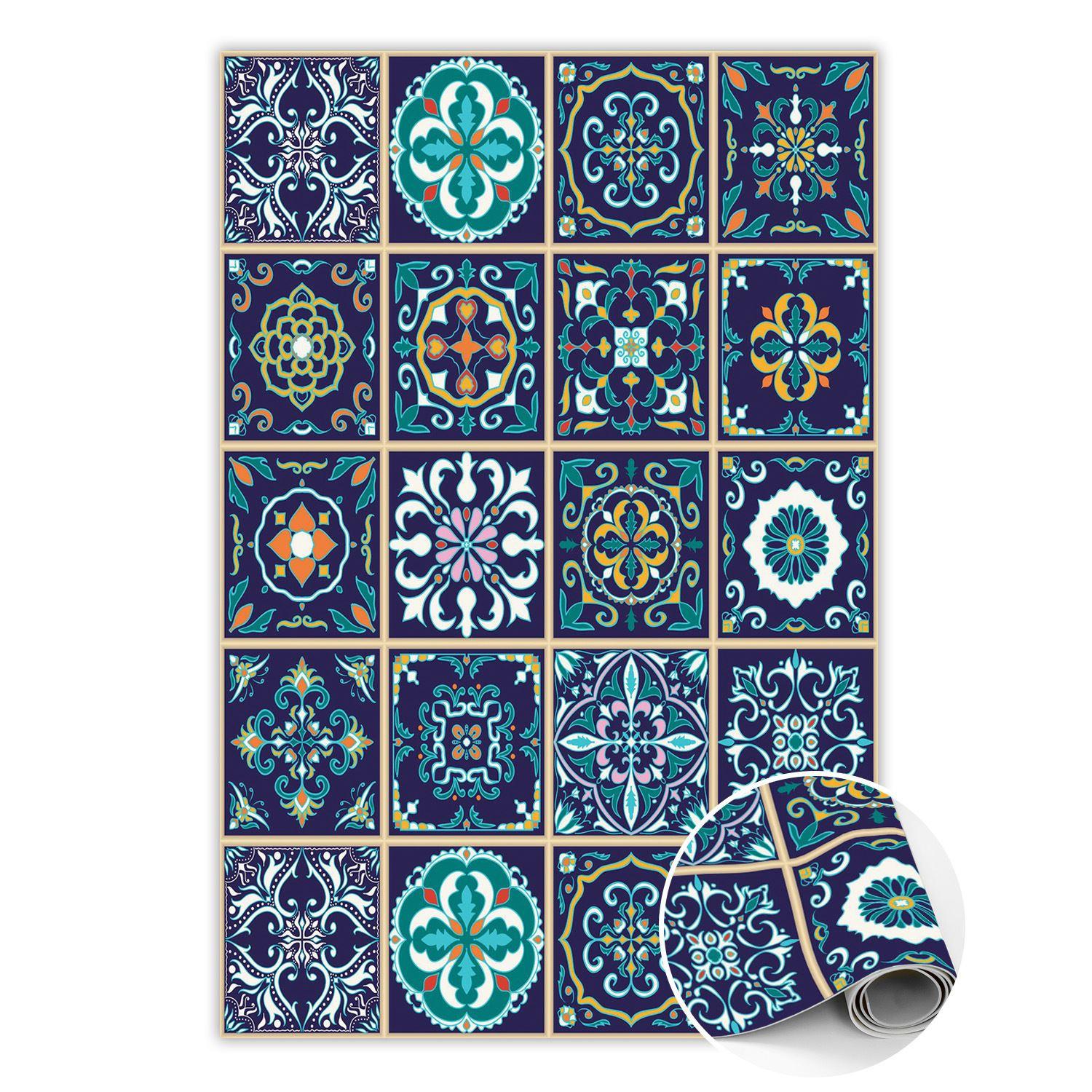 VINYL TEPPICH 80x120 cm Portugiesische Fliesen - Blau, Kunststoff (80/120cm) - TULUP