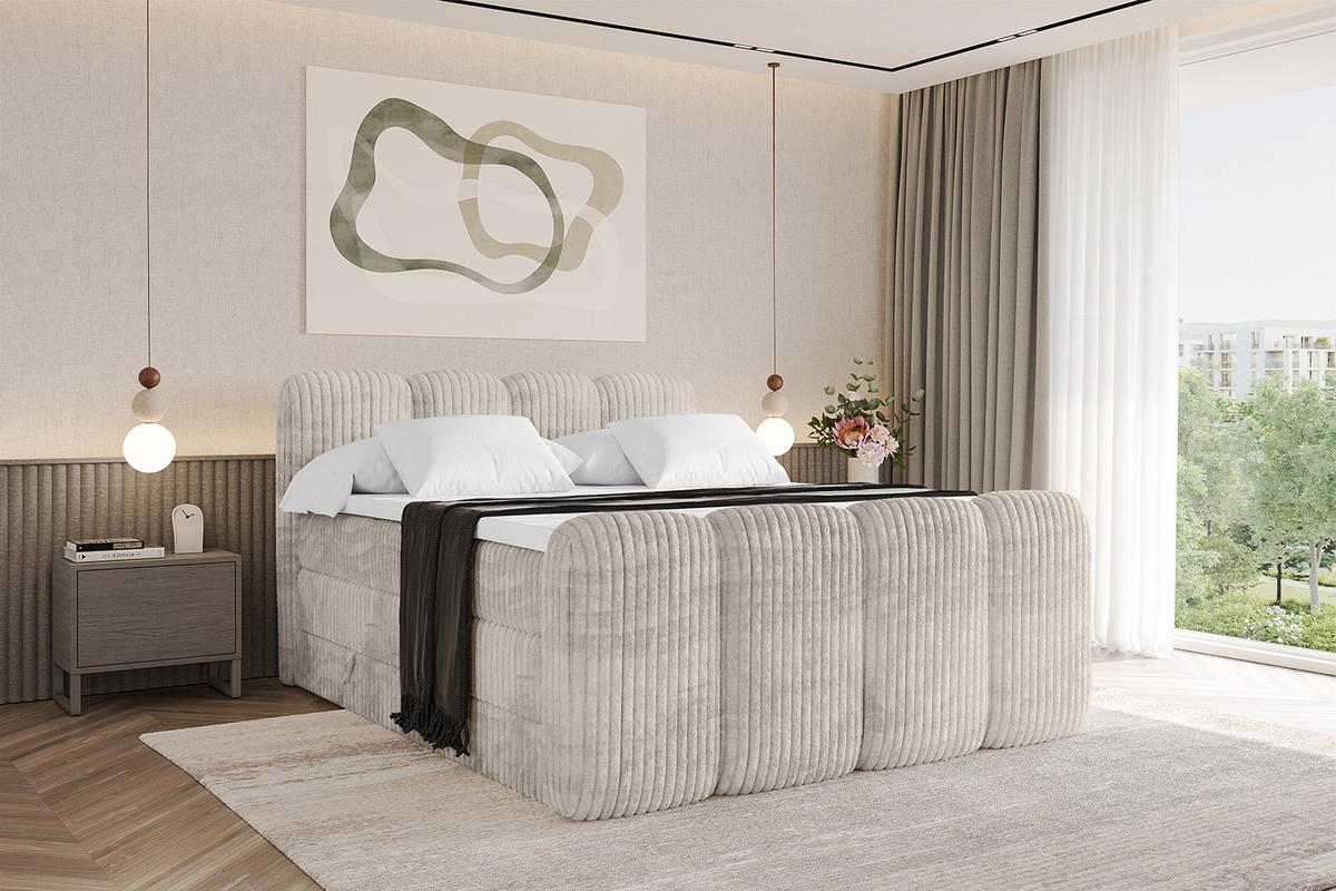 BOXBETT mit Matratze H3|H4 und Lattenrost - NINA-Z KING - 160x200 cm Tila - Creme - Creme, Holzwerkstoff (160/200cm)