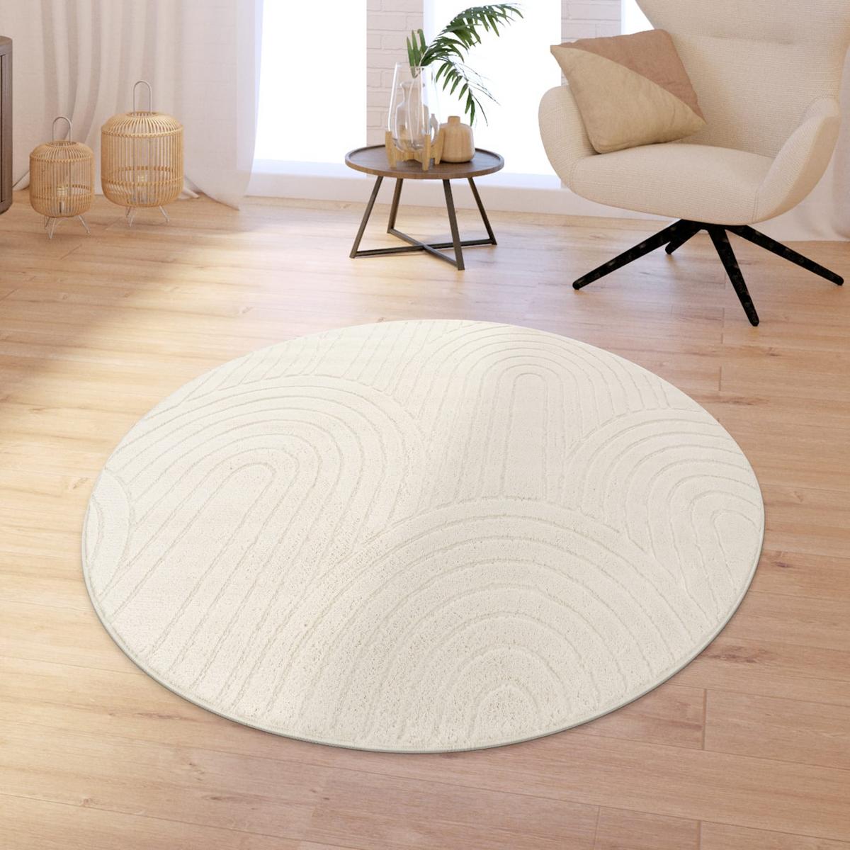 HOCHFLORTEPPICH Creme Ø 160 cm - Creme, Kunststoff (160/160cm) - TT Home
