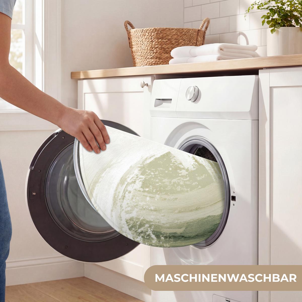 WC-VORLEGER Abstrakt - Pinselstriche - Wellen - Grün Toilettenteppich 70x70 cm - Mintgrün, Textil (70/1cm) - OnlyWow