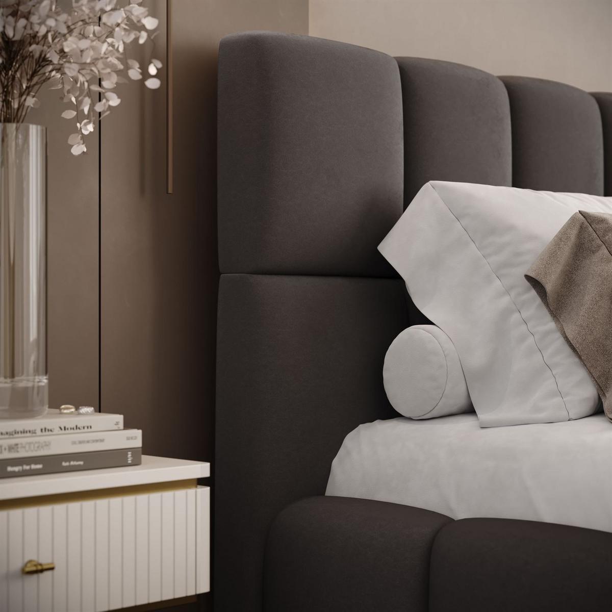 POLSTERBETT VENEZIA mit Bettkasten 180x200, Castel 93 - Graubraun, Textil (180/200cm) - Lookway