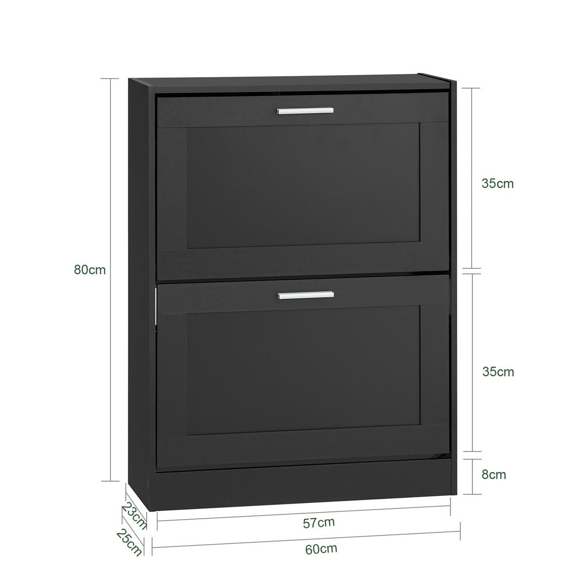 SCHUHSCHRANK Schwarz - Schwarz, Holzwerkstoff (60/80/25cm) - SoBuy