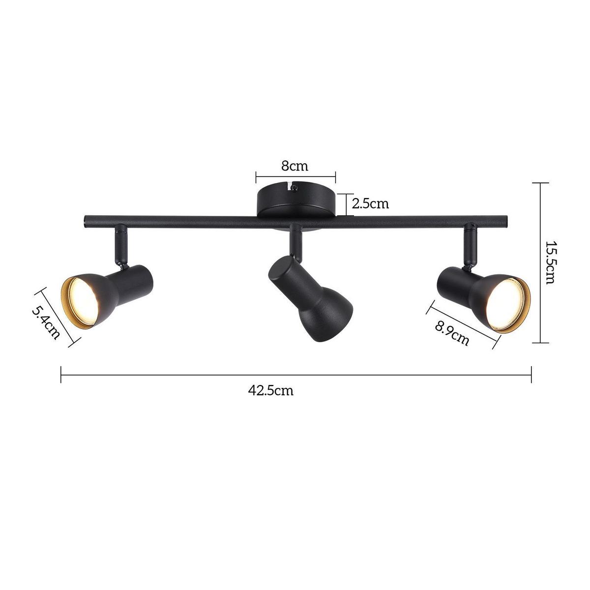 DECKENSTRAHLER Maier 3-flammig 42.5/8/15.5cm - Schwarz, Metall (42.5/8/15.5cm) - Nettlife