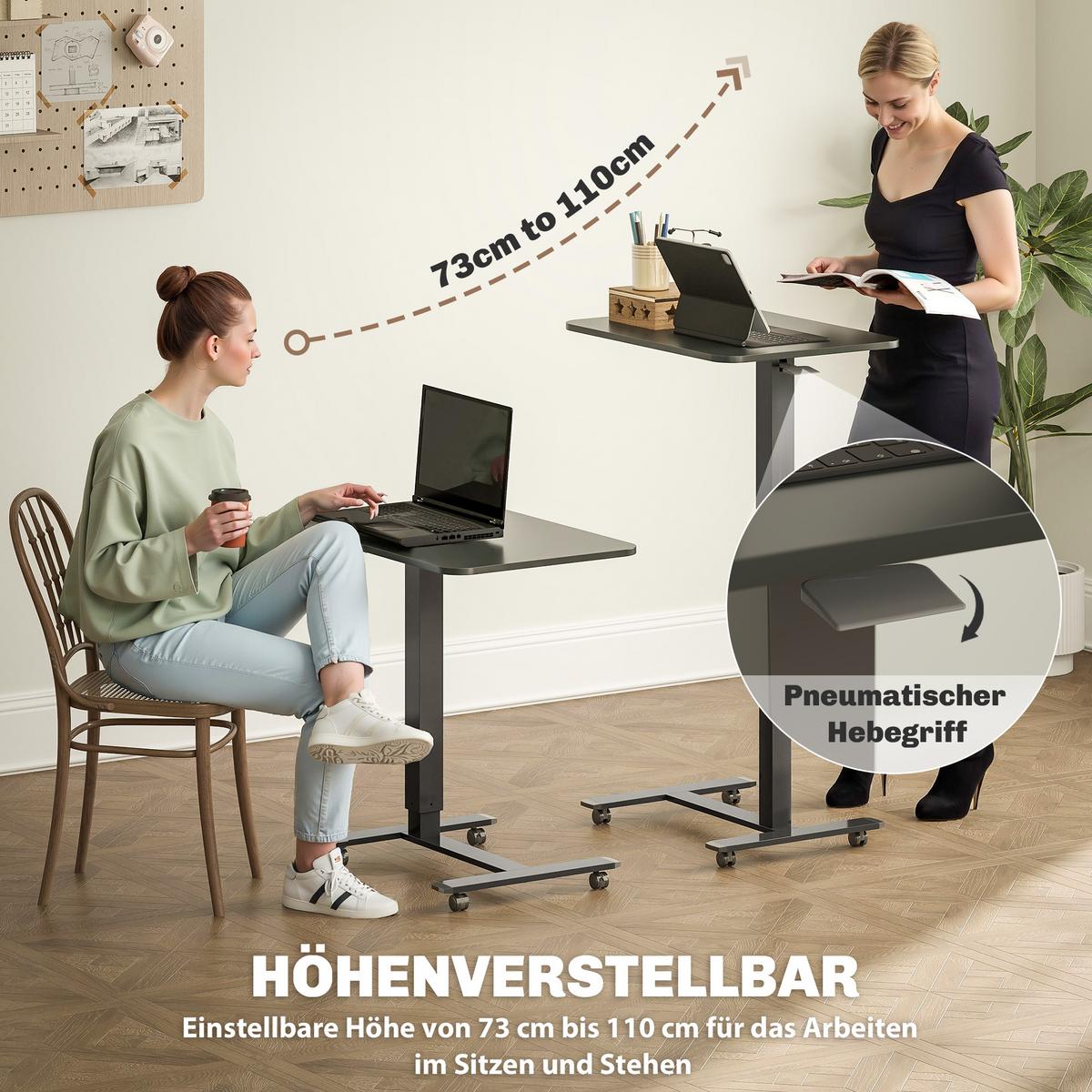SCHREIBTISCH Spanplatte Stahl Schwarz - Schwarz, Holzwerkstoff/Metall (65/48/110cm) - HOMCOM