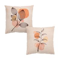 DEKOKISSEN 2er-Set Boho Blätter Duo II 40/40 cm - Orange, Textil (40/40cm) - Bilderwelten