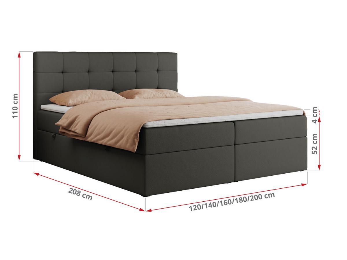 BOXBETT CENTO 120/200 Dunkelgrau Kunstleder - H3 - Dunkelgrau, Holz/Textil (120/200cm) - MKS