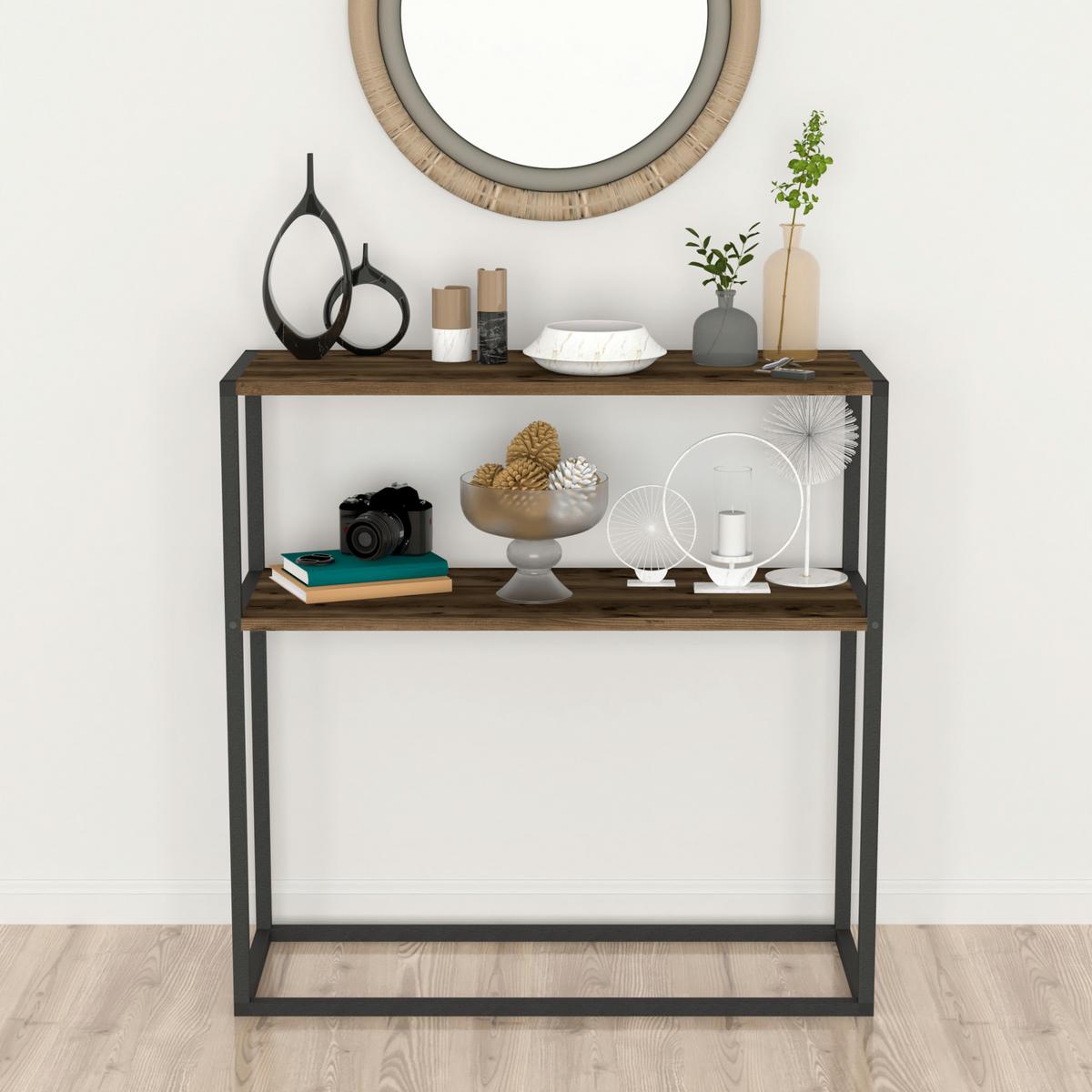 KONSOLENTISCH Hemsedal - Eichefarben, Holzwerkstoff (34/90/90cm) - [en.casa]