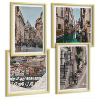BILDER SET 4er Set - 50x50 cm & 40x60 cm Goldrahmen - Die charmanten Straßen der Hafenstädte - Goldfarben, Kunststoff (50/50cm) - TULUP