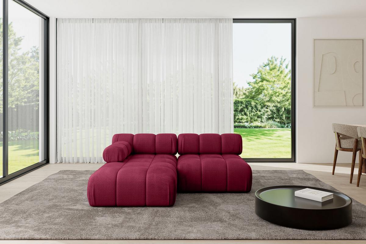 ECKSOFA modulares Sofa Razon-L1 - 190x160x70 cm Bordeauxrot Velours - Bordeaux, Holzwerkstoff/Textil (190/160cm) - ALTDECOR