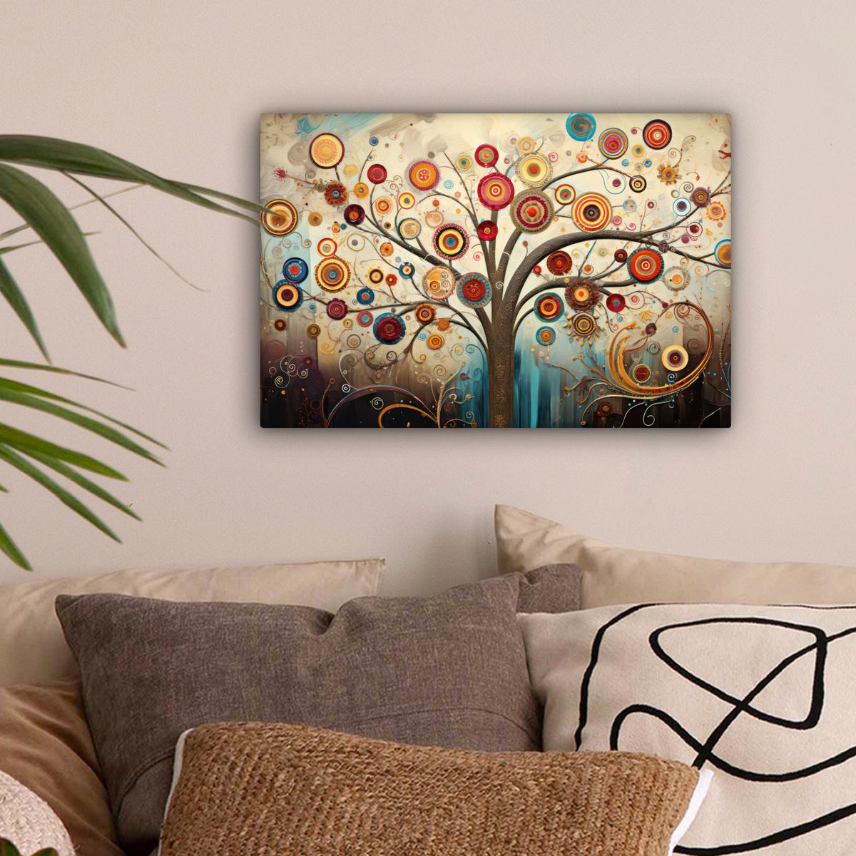 LEINWANDBILD Baum - Baum des Lebens - Farbe Deko Schlafzimmer 30x20 cm - Braun, Textil (30/20cm) - MuchoWow