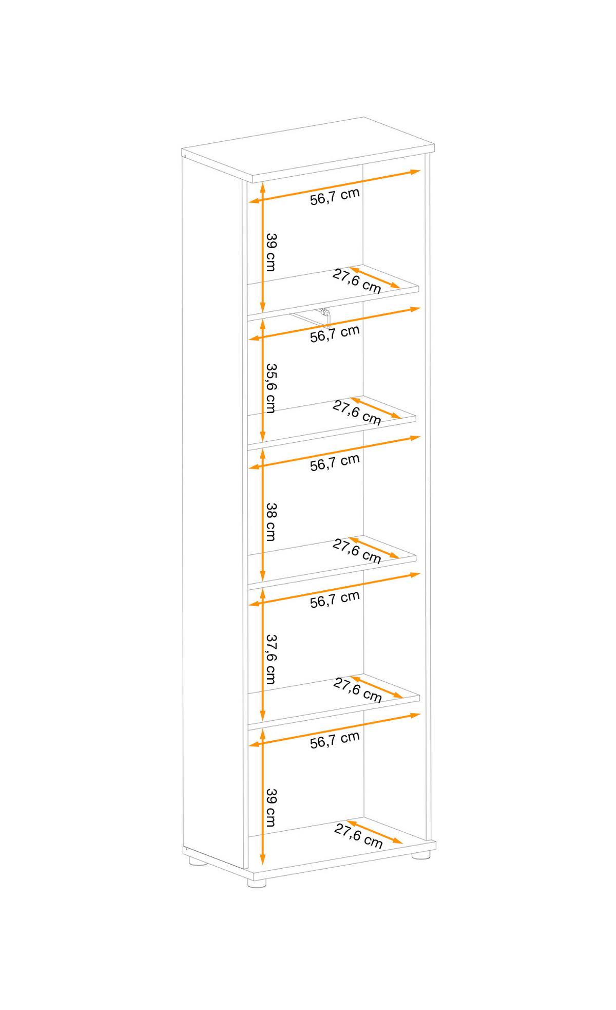 GARDEROBENSCHRANK Eiche, schwarz 60 cm, Flurschrank mit variabler Inneneinteilung - Eichefarben/Schwarz, Holzwerkstoff/Kunststoff (60/202/35cm) - Furn.Design