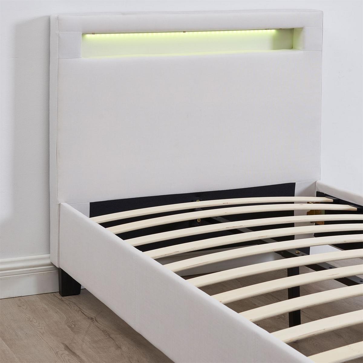 POLSTERBETT MIT LED HIMALAYA 90X200 CM - Weiß, Textil (90/200cm) - CARO-Möbel