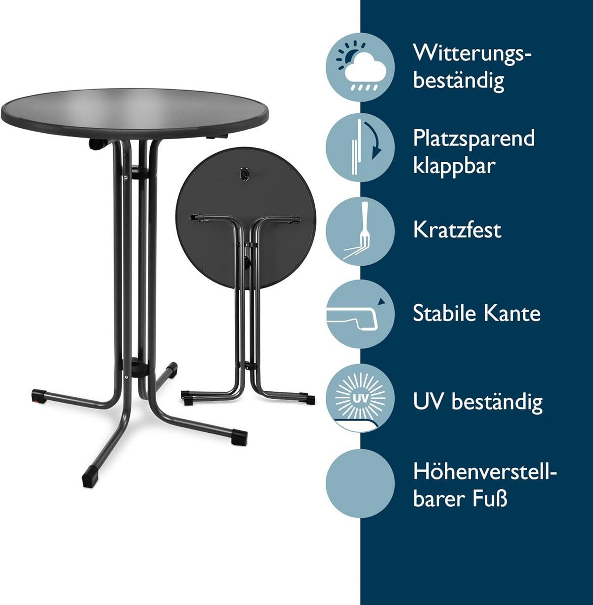 STEHTISCH Bellini Ø60xH110cm Schwarz (3tlg) - Schwarz, Holz/Metall (60/60/110cm) - Beautissu 