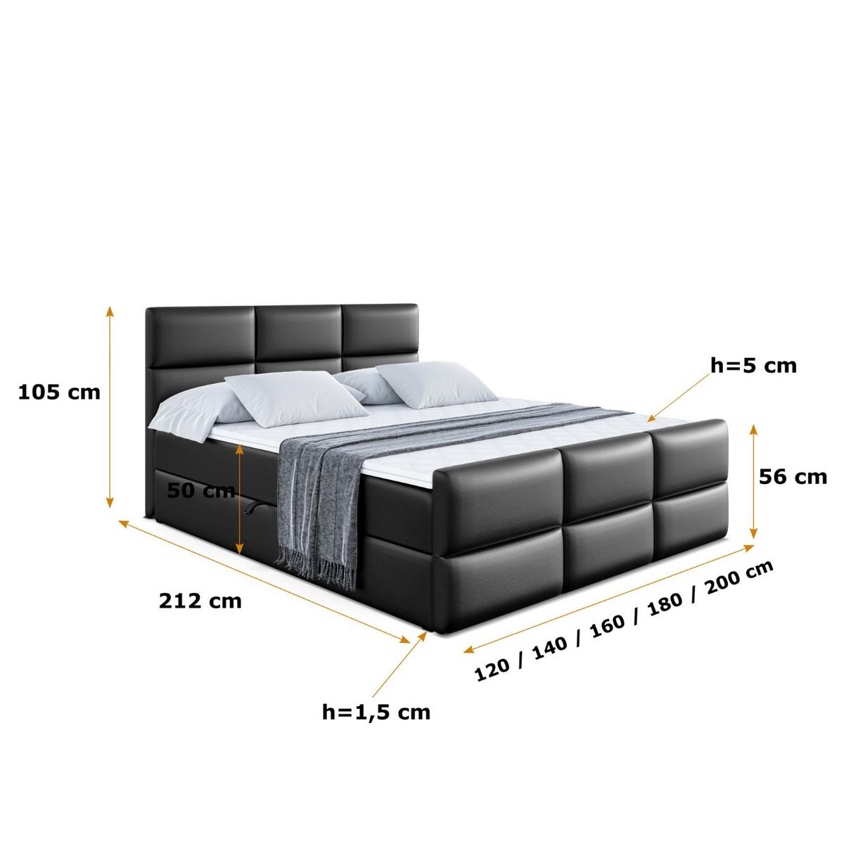 BOXBETT OHIO-Z - 160x200 cm - H4 - Schwarz Hochglanz - Schwarz Hochglanz, Holzwerkstoff (160/200cm) - ALTDECOR