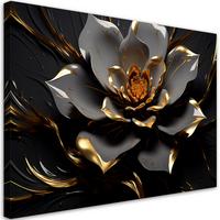 WANDBILD 3d goldene glamour blume - Schwarz, Textil (60/40cm) - Feeby