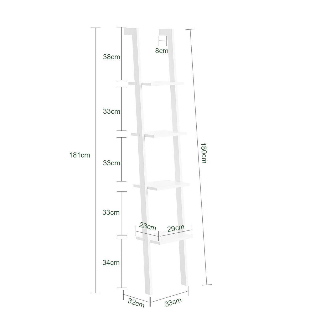 LEITERREGAL Weiß - Weiß, Holzwerkstoff (33/180/23cm) - SoBuy