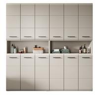HOCHSCHRANK Kaschmir 180 x 185 cm, Badezimmer Schrank XXXL mit 26 Fächern - Kaschmir/Schwarz, Holzwerkstoff/Kunststoff (180/185/30cm) - Inn.Furn