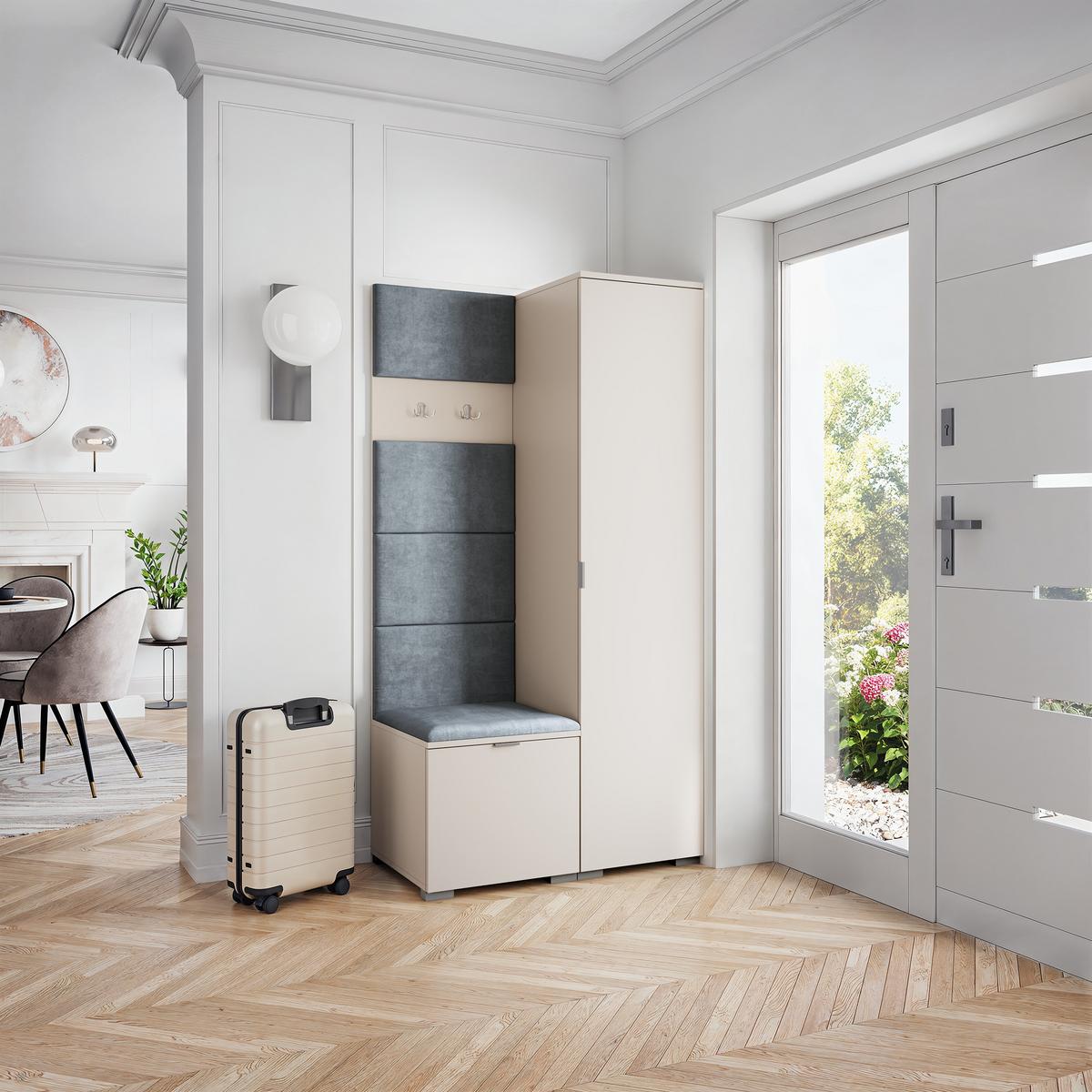 GARDEROBENSCHRANK LORI 95/181/51 cm Modern Garderobe-Set Kaschmir - Kaschmir/Grau, Holzwerkstoff (95/181/51cm) - MASSENO