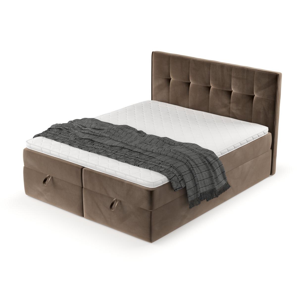 BOXBETT Tivra 140/200 cm Braun im Paros Stoff - Schwarz/Braun, Holz/Holzwerkstoff (140/200cm) - AltaBeds