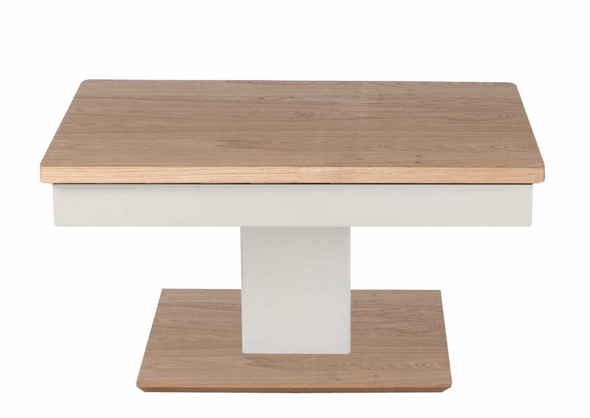COUCHTISCH höhenverstellbar Cin 90x44x60 Furnier Weiß/Wildeiche Bianco - Wildeiche/Weiß, Holzwerkstoff (90/60/60cm) - 58aufmkessel