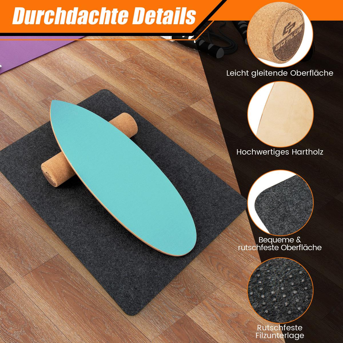 BALANCIERBRETT Blau - Blau, Holz (82/28cm) - COSTWAY
