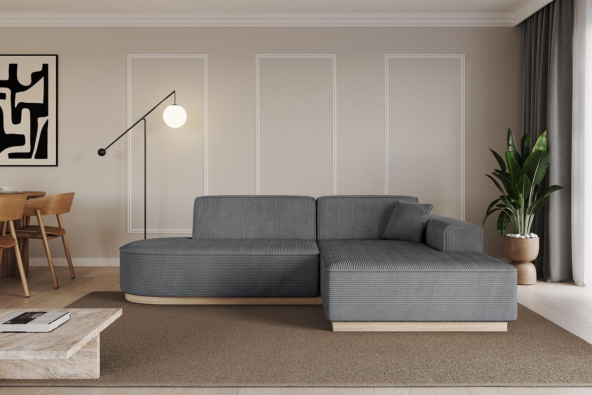ECKSOFA Ottomane Rechts IREA-L1 - 232x165x80 cm Duneklgrau - Dunkelgrau, Holzwerkstoff/Textil (232/165cm) - ALTDECOR