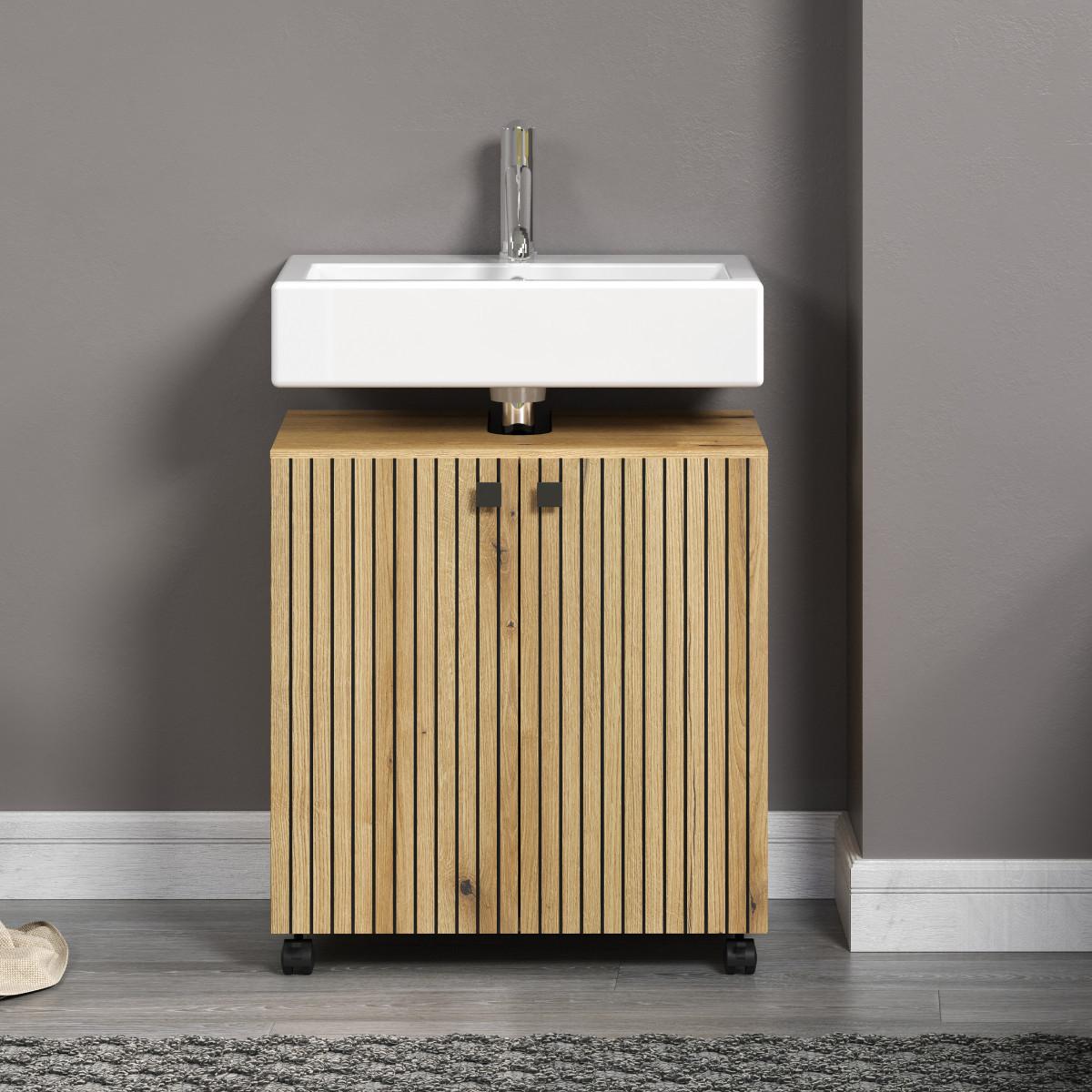 WASCHBECKENUNTERSCHRANK PureBliss Eiche Dekor - Eichefarben, Holzwerkstoff (60/64/42cm) - Trendteam