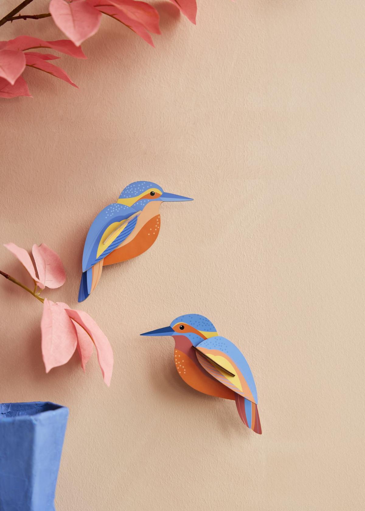 WANDDEKO Eisvogel-Duo 3.5/6 cm - Multicolor, Wellpappe (3.5/6/15cm) - Studio Roof