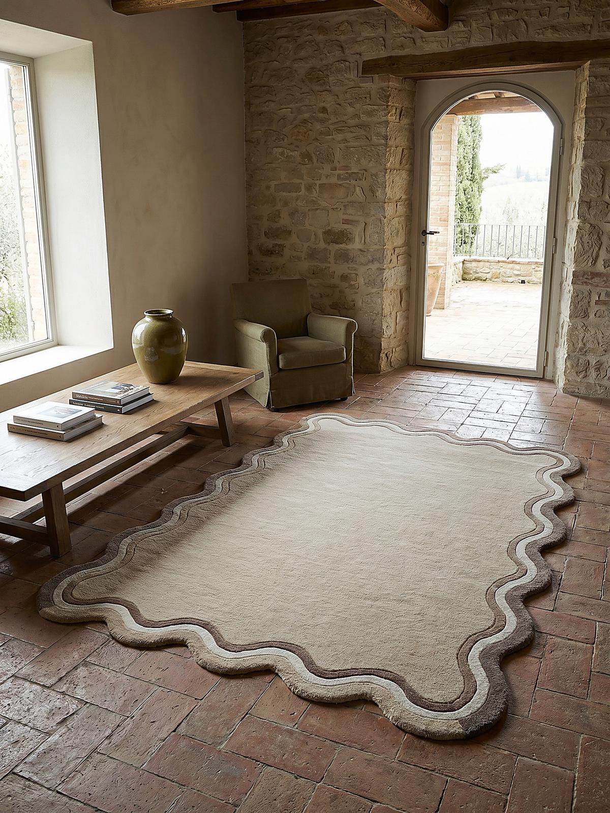 TEPPICH aus Wolle WINCH in Natur, mit Bordüre, 120 x 170 cm - Beige, Textil (200/290cm) - KADIMA DESIGN