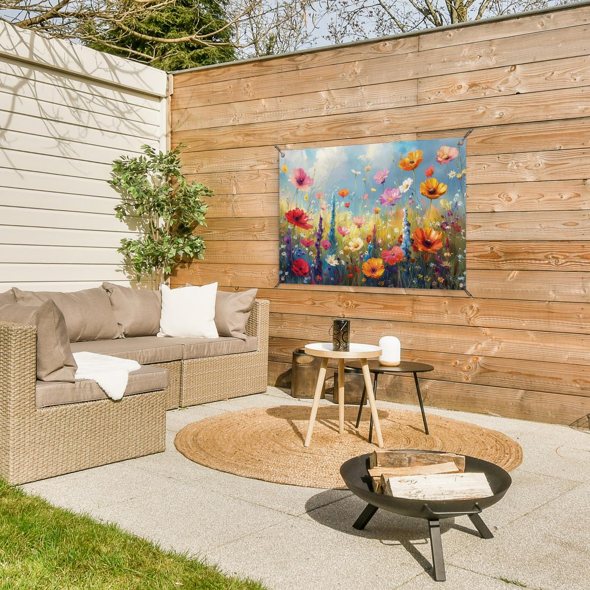 GARTENPOSTER Blumen - Natur - Botanik - Kunst Gartendeko 90x60 cm - Hellblau, Kunststoff (90/60/0.2cm) - OnlyWow